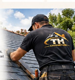 Artisan réalisant des travaux sur une toiture